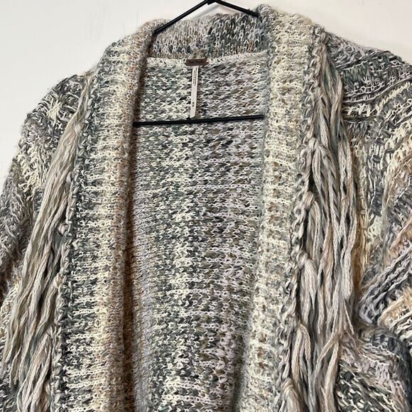Free People Gray Birkenstock Tassel Fringe Sweater M - Picture 2 of 7